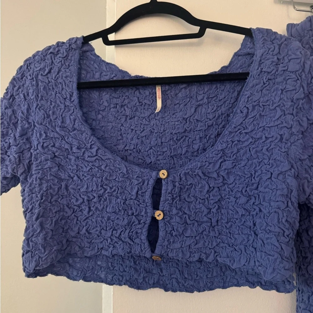 Free People Blue Textured Two-Piece Set - Picture 3 of 3